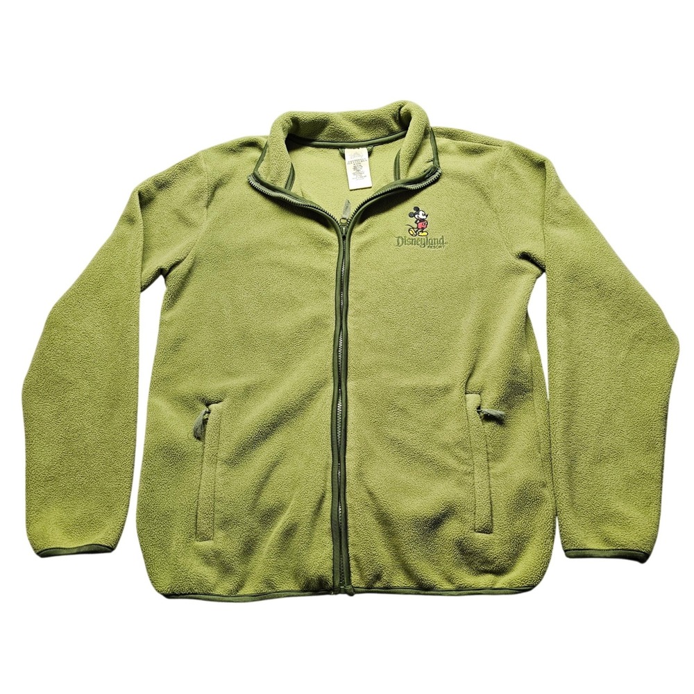 Disney Disneyland Resort Mickey Mouse Fleece Jacket Green Adult Size M Full Zip